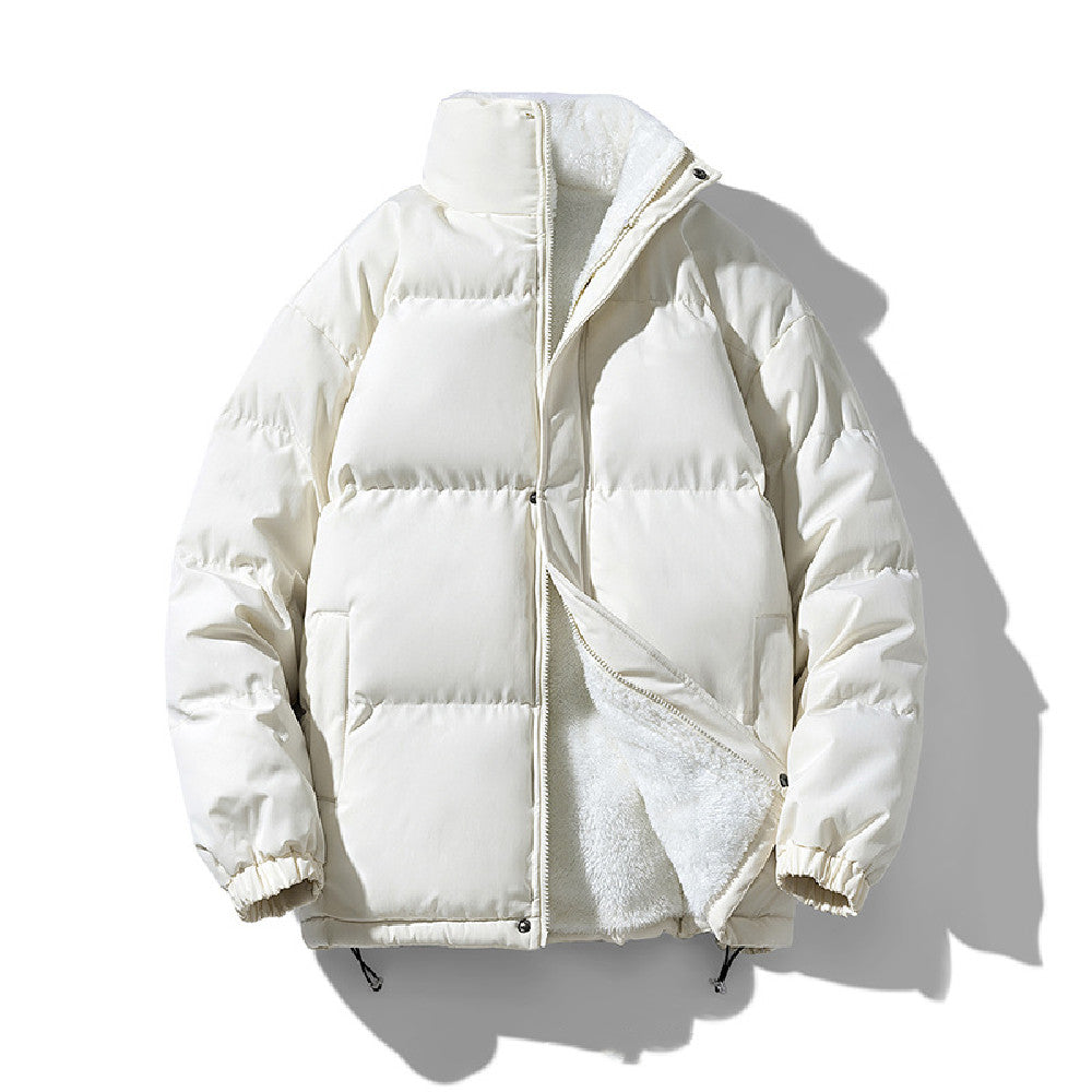Men Warm Fleece Jacket Full Zip Stand Collar Cotton Padded Coat | Nowena