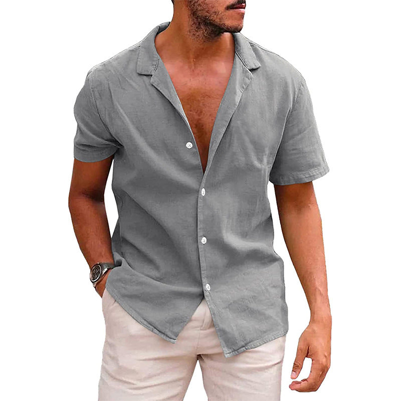 Men's Summer Loose Solid Color Button Shirt