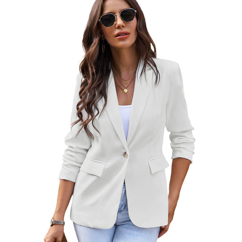 Slim Double-breasted Lion Button Denim Suit Jacket: Elevate Your Style! | Nowena