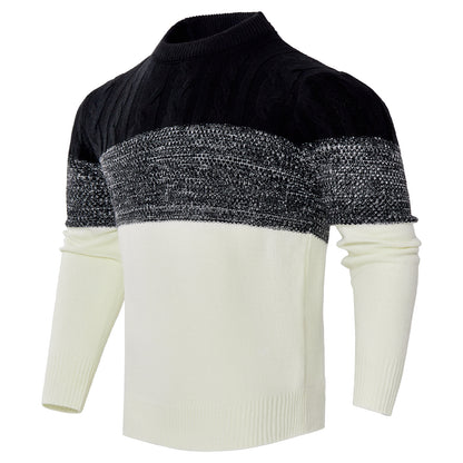 Men's Casual Color Block Long Sleeve Cable Knit Pullover Sweater | Nowena