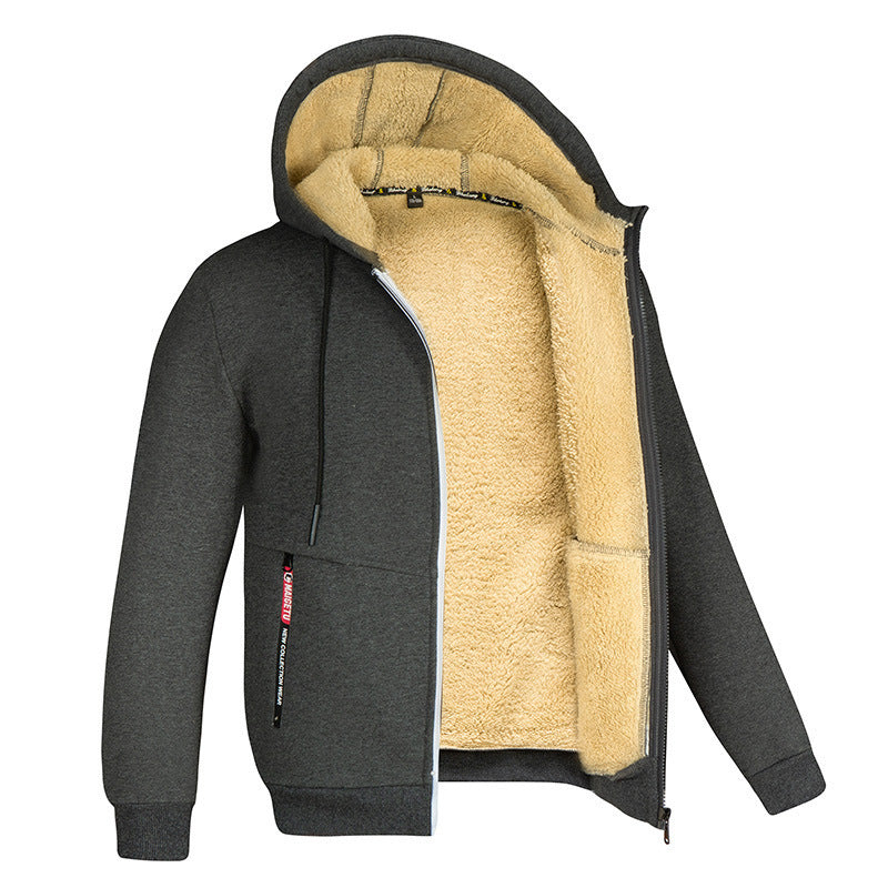 Hooded Fleece Plus Thick Lamb Fleece Cardigan Sweater | Nowena