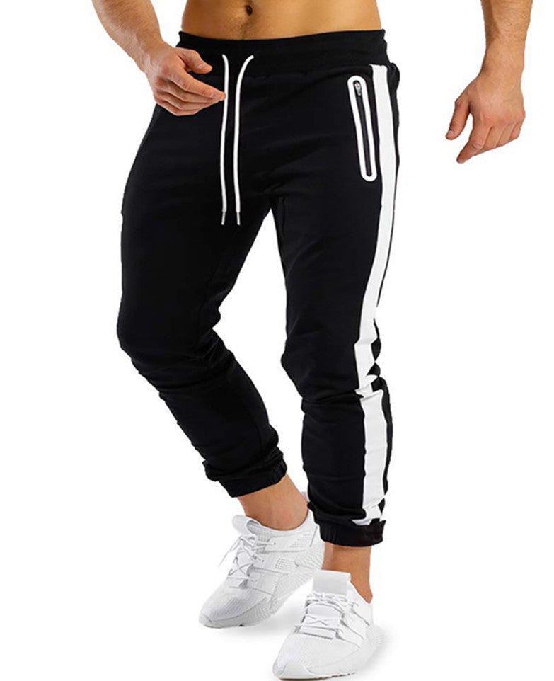 Latest Trendy Men's Running and Fitness Sports Trousers with Side Contrast Color and Velcro Closure