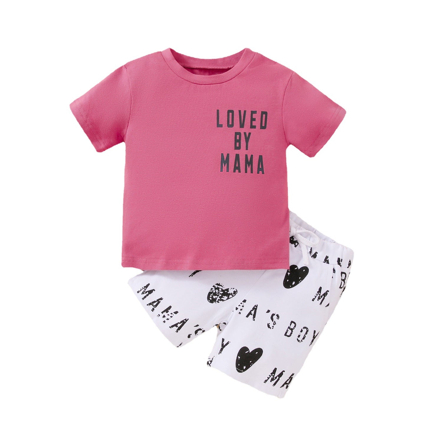 Children's Casual Letter T-shirt Shorts Two-piece Set