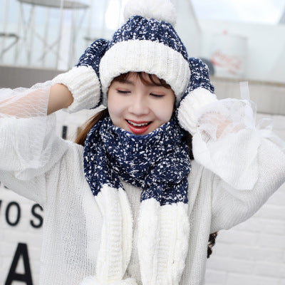 3-Piece Hat Scarf And Gloves For Women