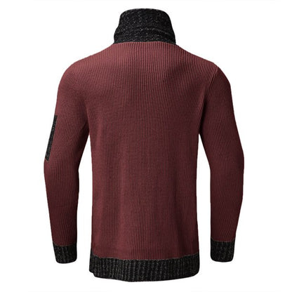 Men's Casual Slim Knit Pullover Long Sleeve Scarf Collar Autumn Winter Sweater - Nowena