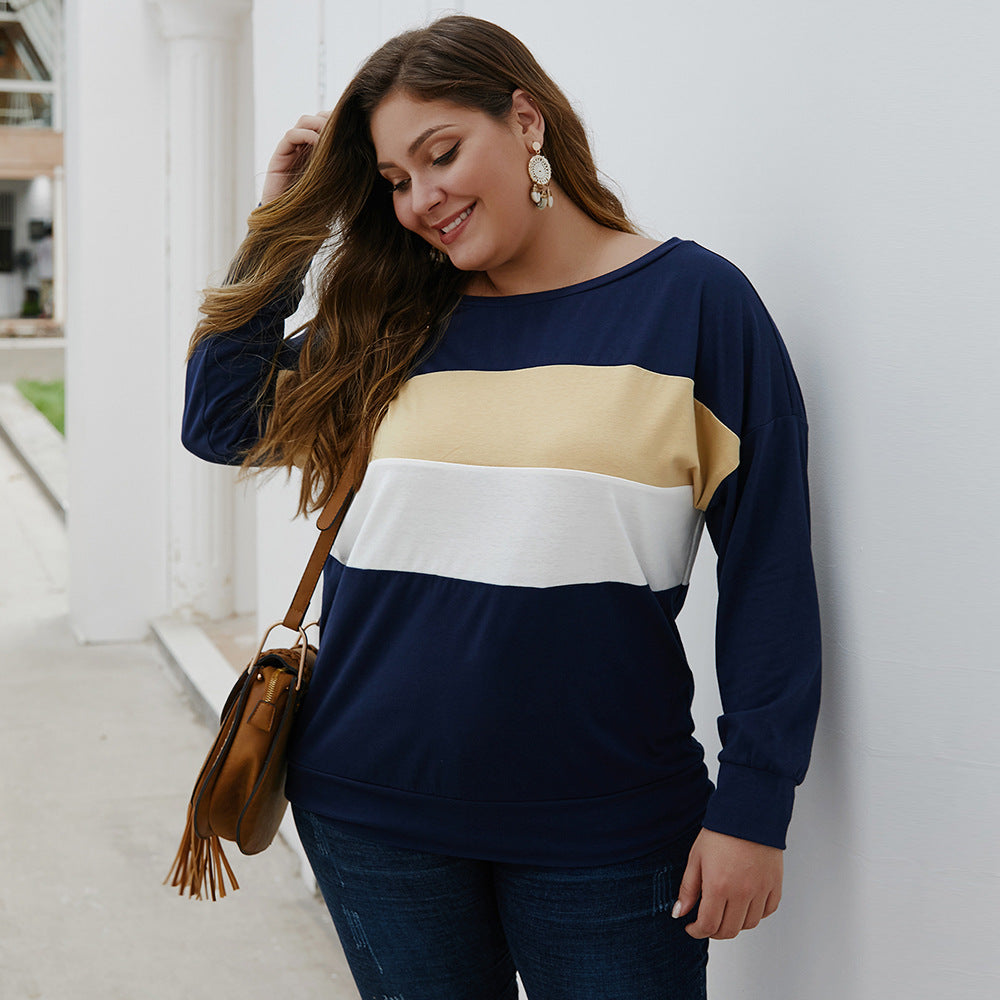 Plus Size Striped Women's Sweater Clothing