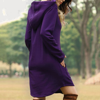 Women’s Casual Long-sleeve Hooded Sweater Dress | Nowena