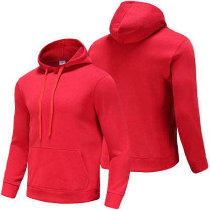Men's Casual Pure Color Blank Hooded Plus Velvet Autumn Sweater - Nowena