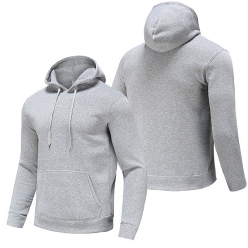Men's Casual Pure Color Blank Hooded Plus Velvet Autumn Sweater - Nowena