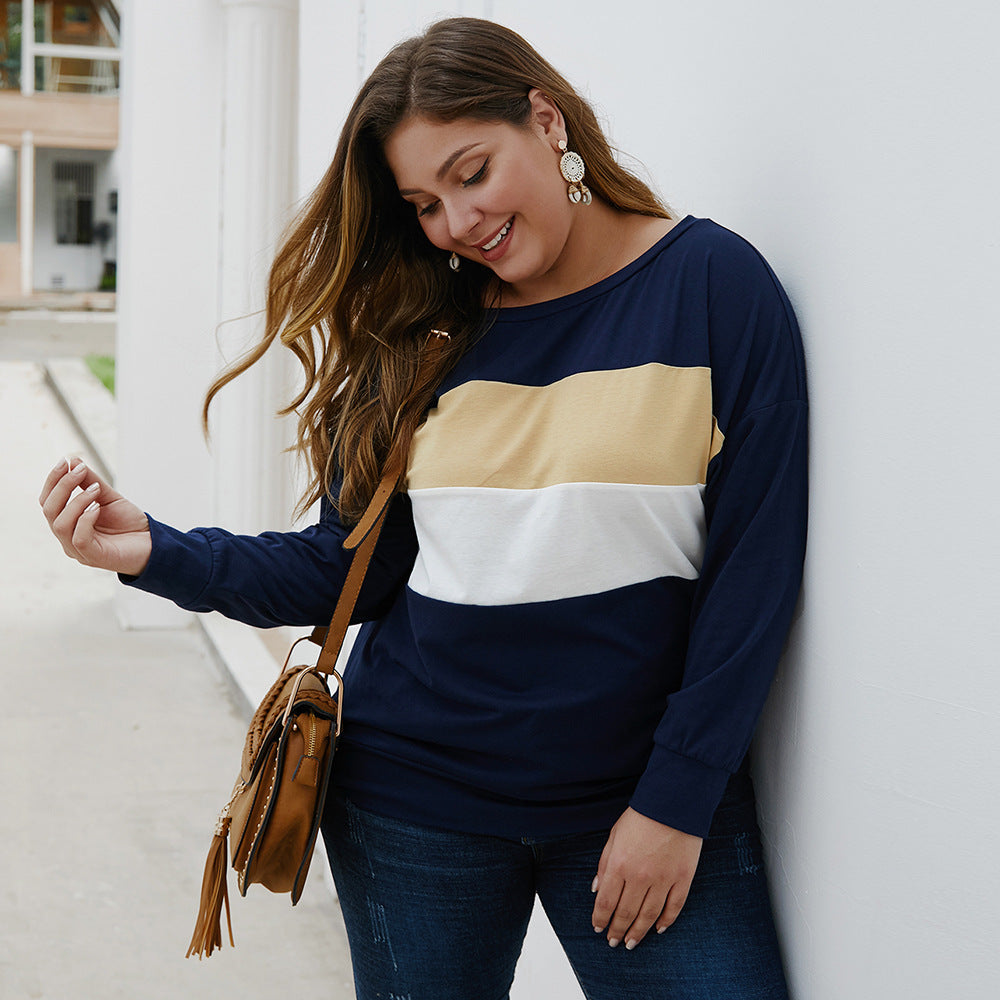 Plus Size Striped Women's Sweater Clothing