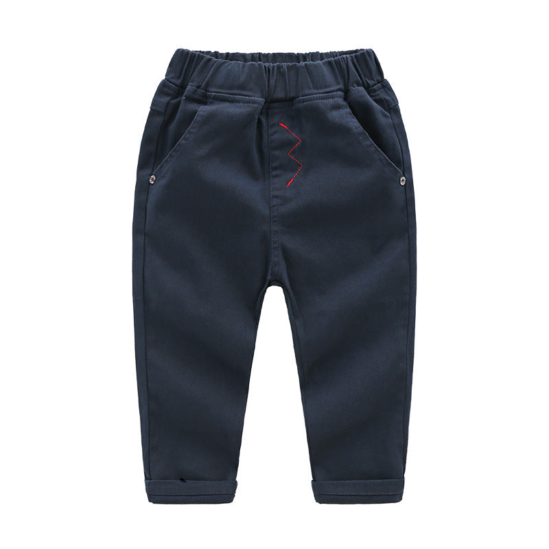 Embroidered Pants Solid Color Soft Children's Pants