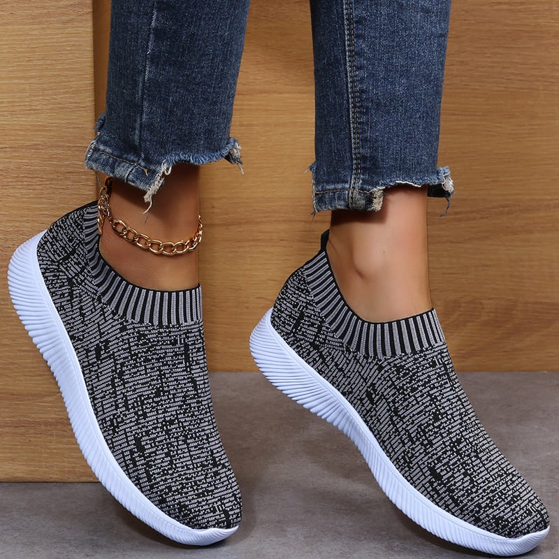 2023 Spring Mix Color Knitted Loafers for Women - Comfortable White Sneakers for Outdoor Sports  Nowena