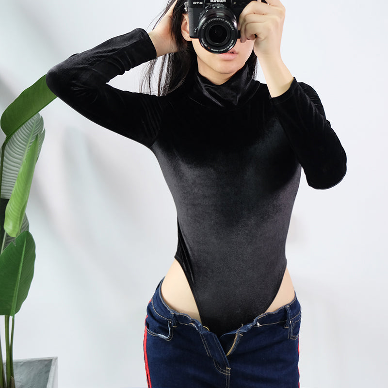 Women's Fashion Warm Velvet Sexy Turtleneck Long-sleeved Thermal Bodysuit | Nowena
