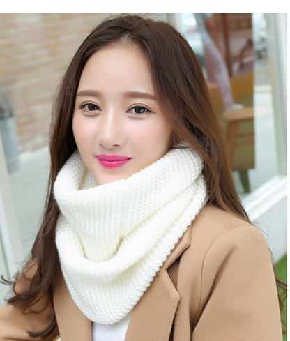 Women's Casual Warm Thick Solid Color Knitted Autumn Winter Scarf
