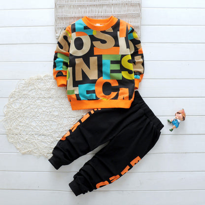 Spring children's clothing boy and girl suit two-piece cartoon sweater