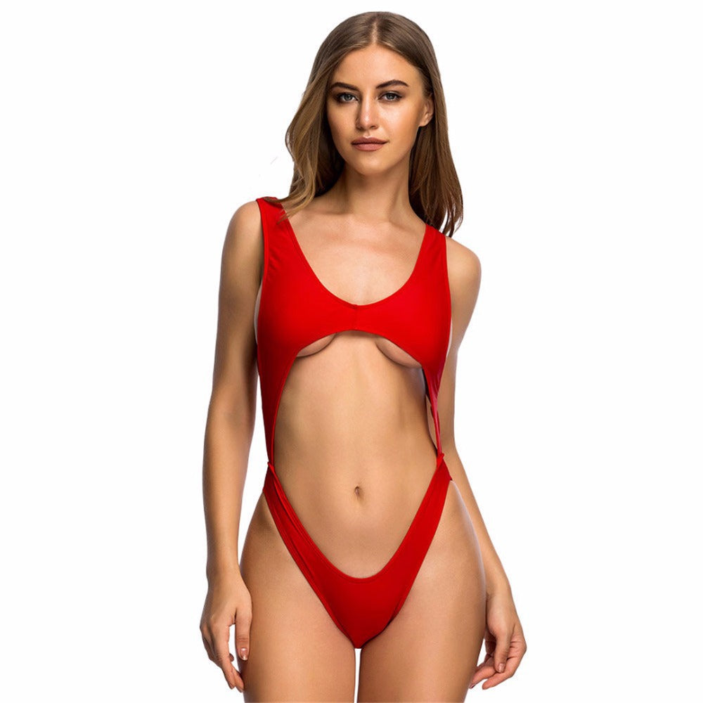 Women's Fashion Sexy Solid Color Back Cutout Sling Bikini Swimsuit Set | Nowena