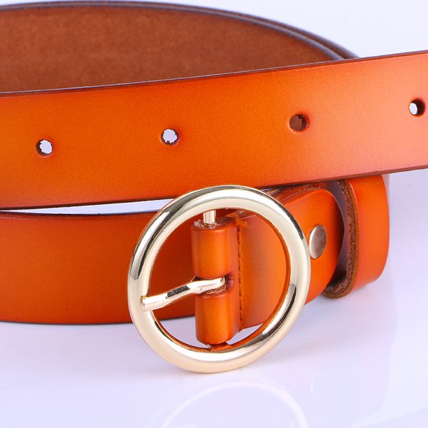 Belts Women's Casual Leather Female Round Head Pin Buckle Belt - Nowena