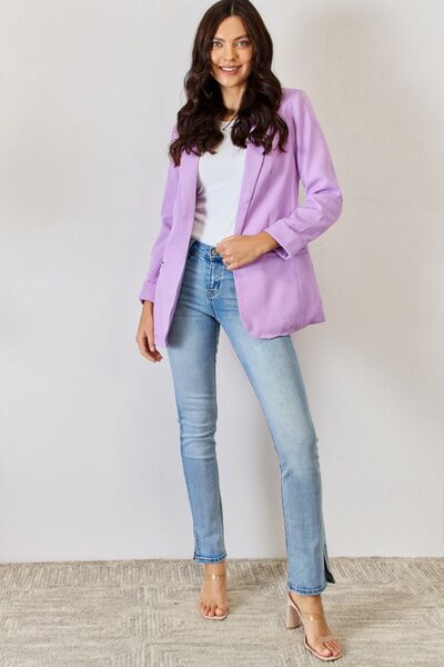 Women Open Front Long Sleeve Blazer - Lavender | Nowena