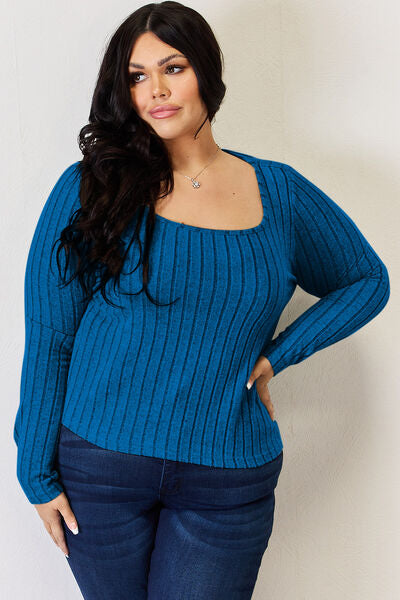 Women Fit Knit Shirt with Sleeve Scoop and Mutton Ribbed Long Sleeves | Nowena