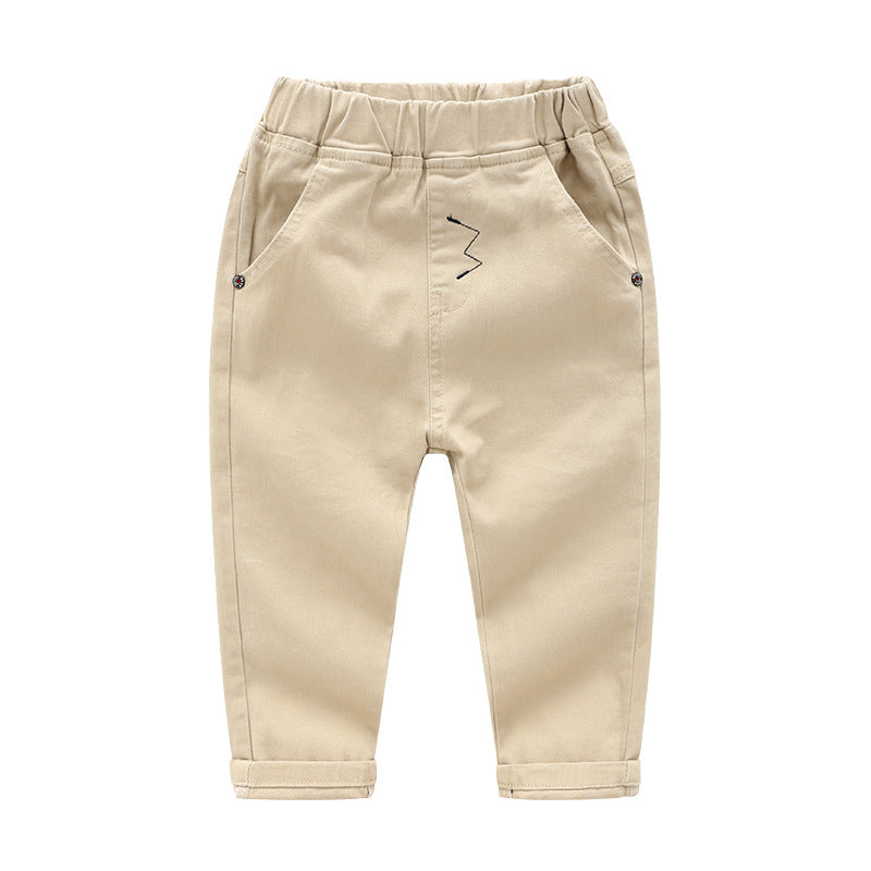 Embroidered Pants Solid Color Soft Children's Pants