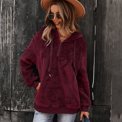 Women's Casual Fashion Warm Loose Solid Color Hoodie Sweater | Nowena
