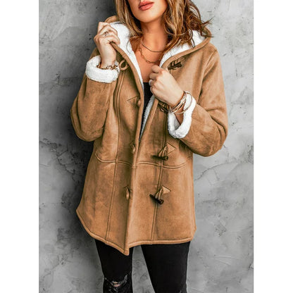 Women's Thick Warm Leather Mid-length Hooded Winter Coat Jacket | Nowena