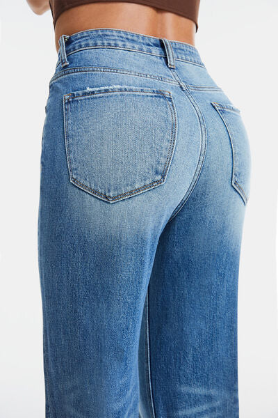 Plus Size Ultra High-Waist Gradient Bootcut Jeans-Retro | Nowena