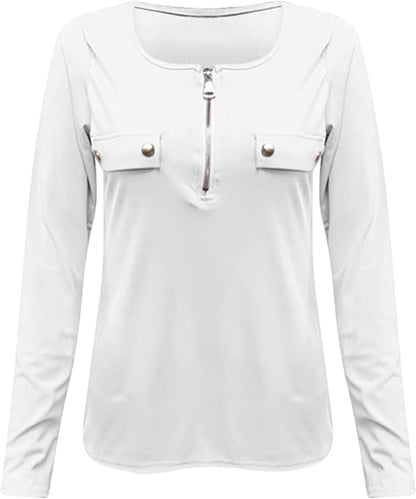 Women's Casual Fashion Long-sleeve Knitted Pull-over Zipper Blouse | Nowena