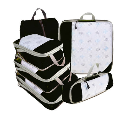 6-Piece Waterproof Portable Luggage Storage Compression Bags Black Nowena