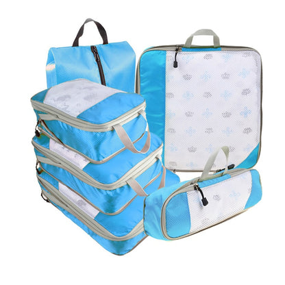 6-Piece Waterproof Portable Luggage Storage Compression Bags Skyblue Nowena