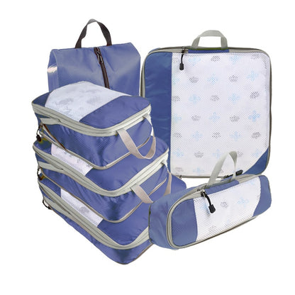 6-Piece Waterproof Portable Luggage Storage Compression Bags Darkblue Nowena