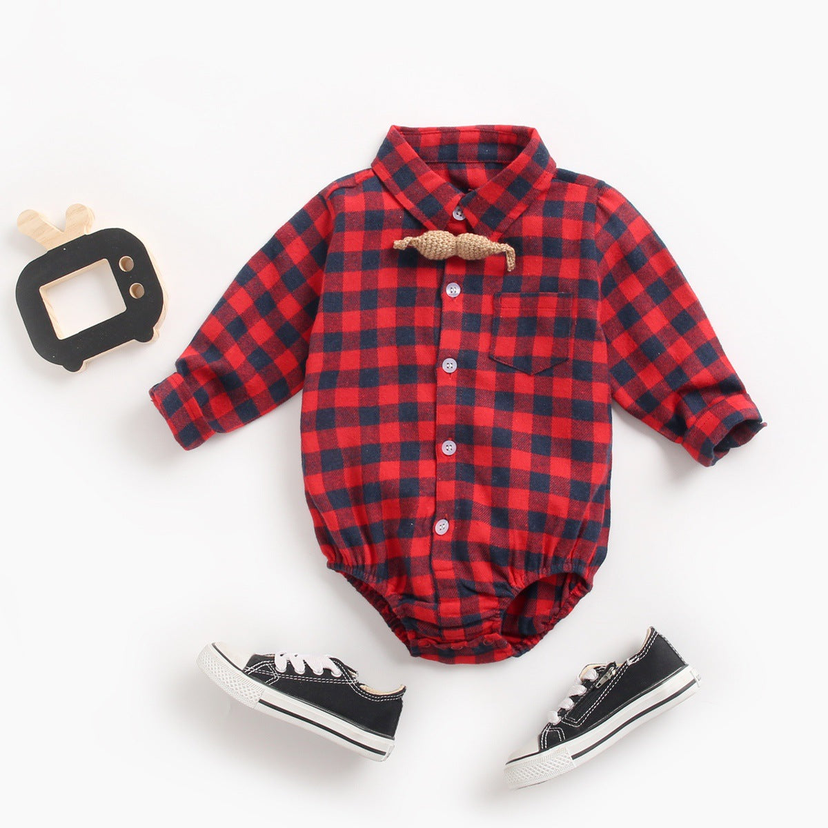 Infant Clothing Autumn and Winter Plaid Baby Boy Romper