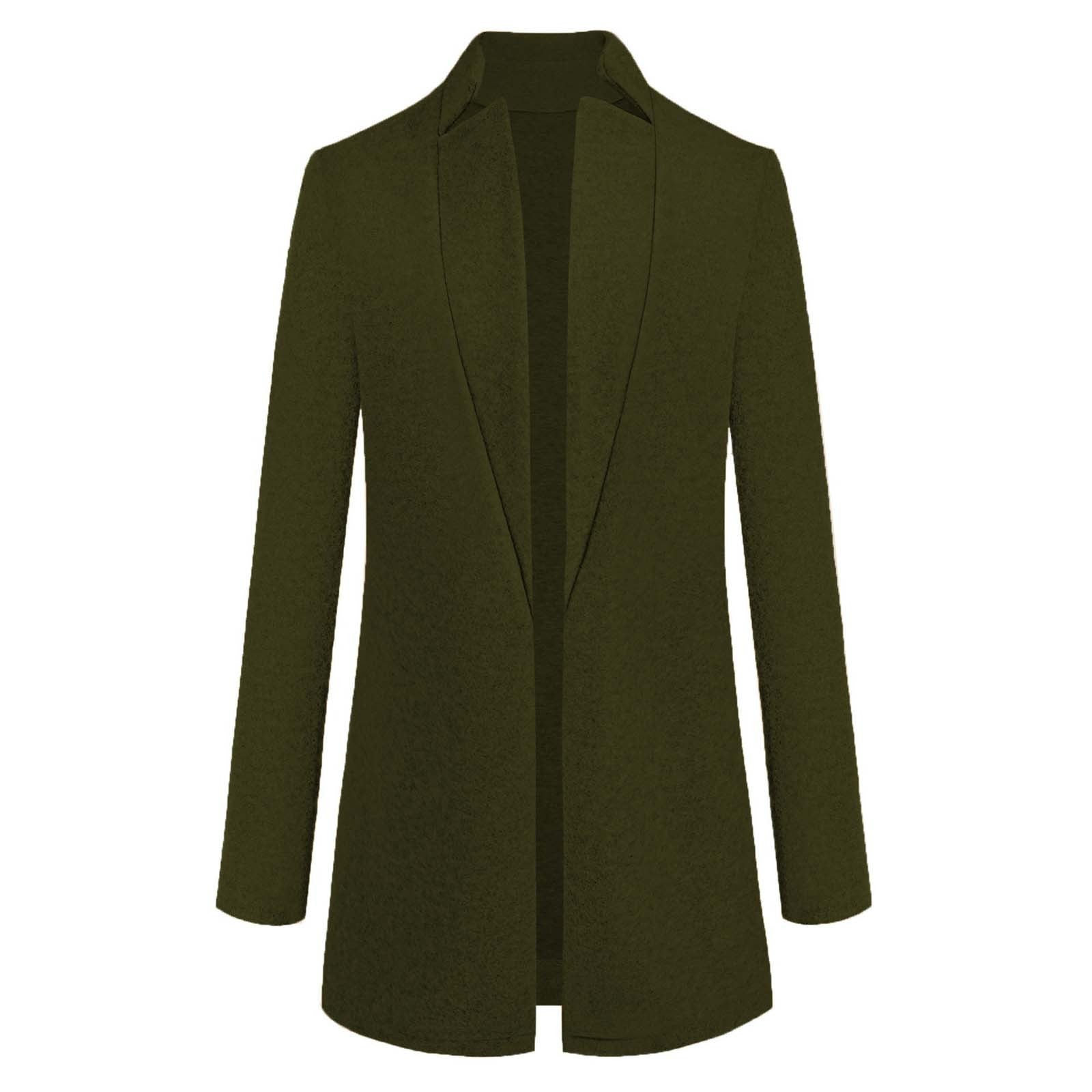 Women's Fashion Solid Long Sleeve Jacket Stand-up Collar Faux Wool Winter Coat - Nowena Store