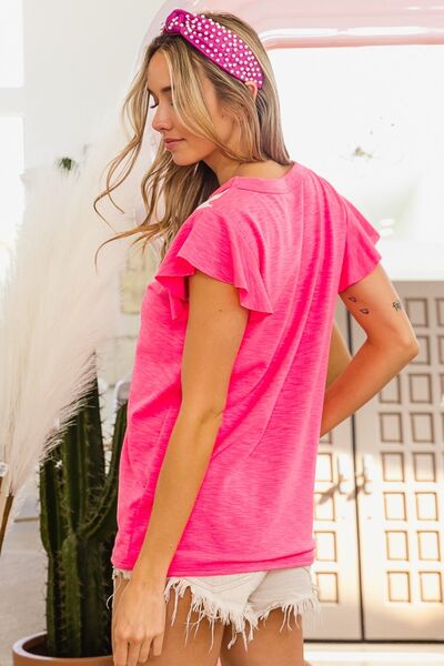 Contrast Round Neck T-Shirt-Pink Leopard | Nowena