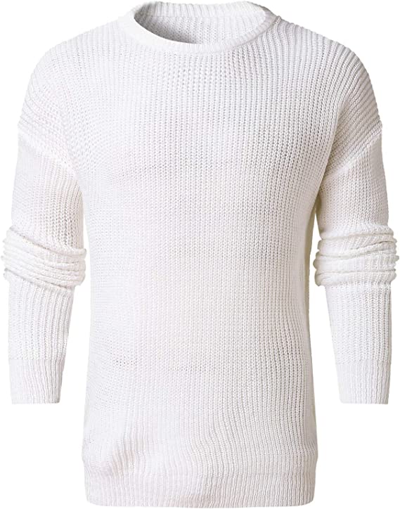 Men's Casual Fashion Knitted Top Solid Color Round Neck Autumn Winter Sweater - Nowena