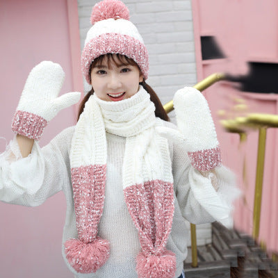 3-Piece Hat Scarf And Gloves For Women