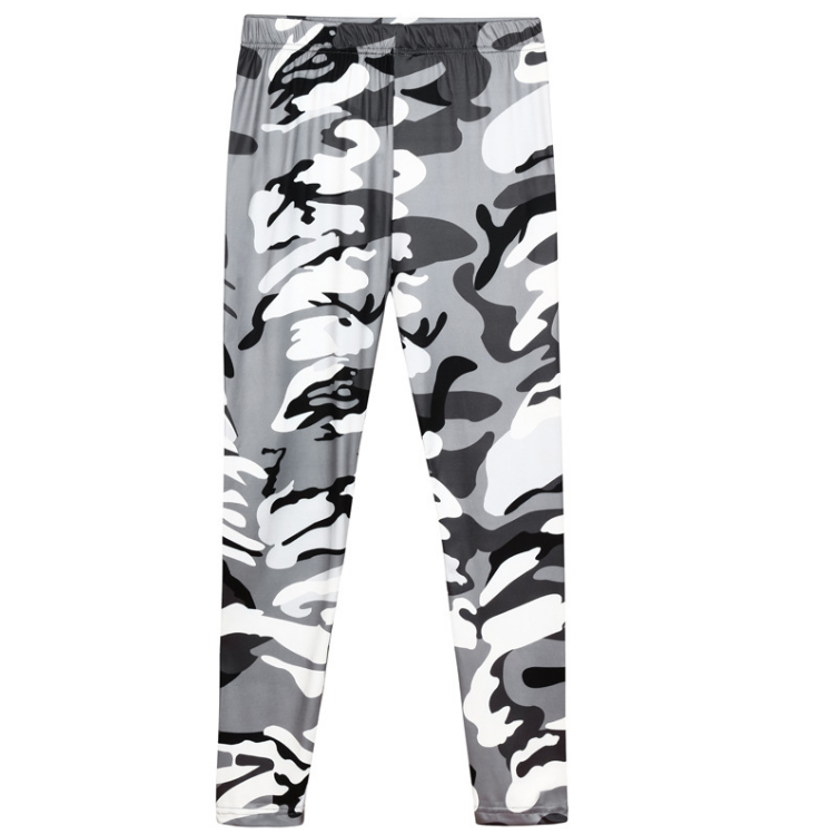 Women's Casual Sexy Camouflage Printed Grey Sporty Legging | Nowena