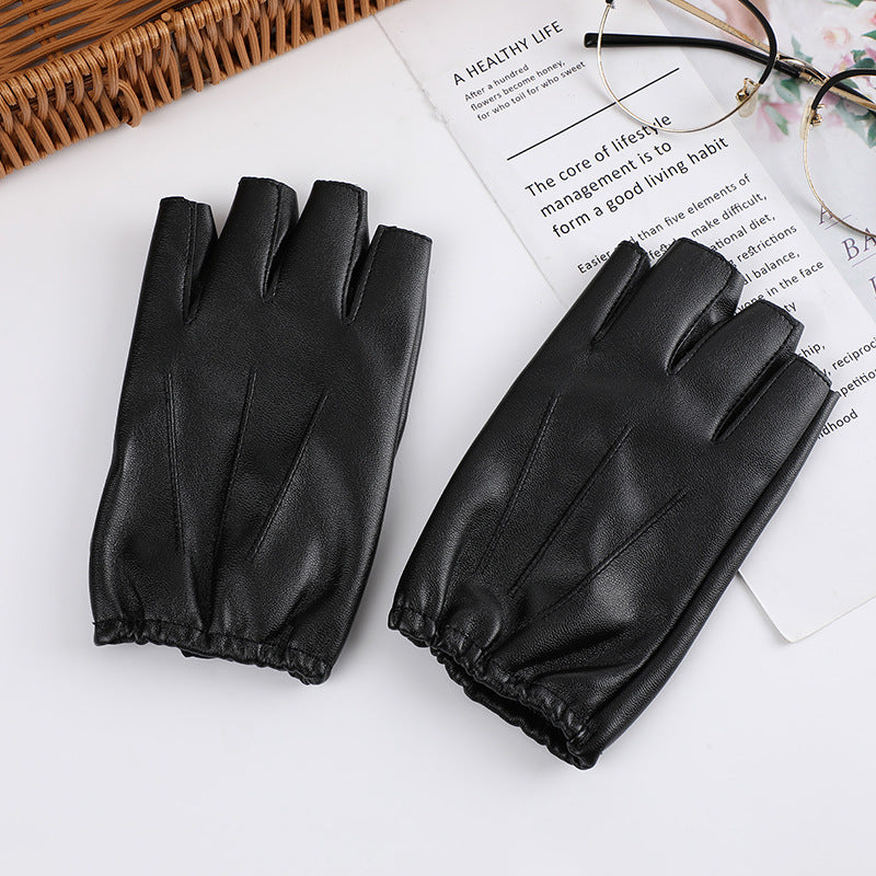 Fashion PU Leather Steampunk Women's Half Finger Gloves