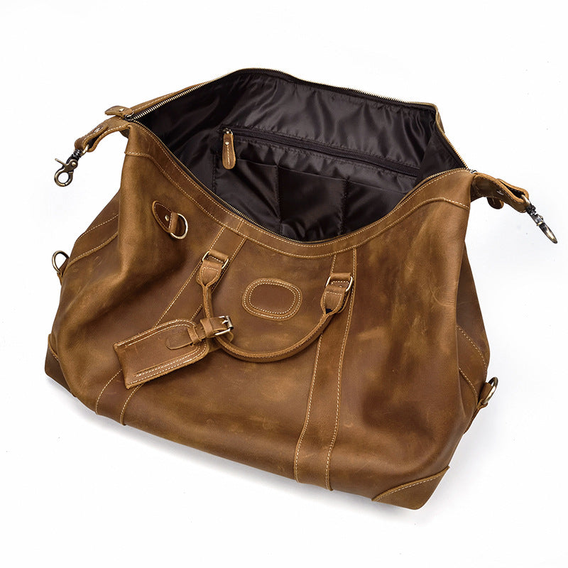 Crazy horse leather large capacity luggage bag