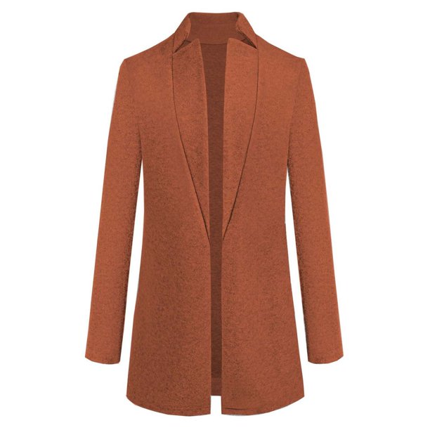 Women's Fashion Solid Long Sleeve Jacket Stand-up Collar Faux Wool Winter Coat - Nowena Store