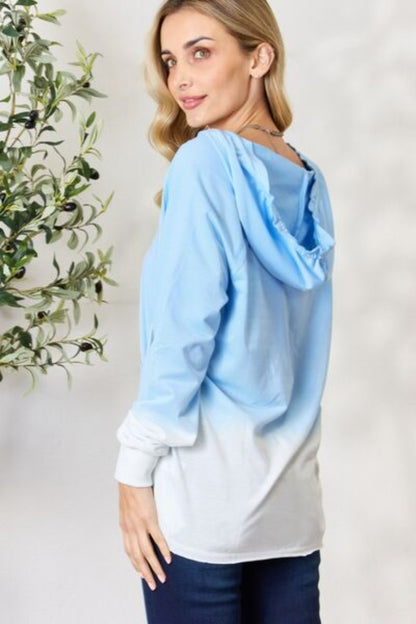 Women Deep Dye Long Sleeve Drawstring Hoodie Sweater | Nowena
