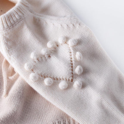 White lace long sleeve bodysuit cute handmade knitted wool long sleeve romper - Nowena