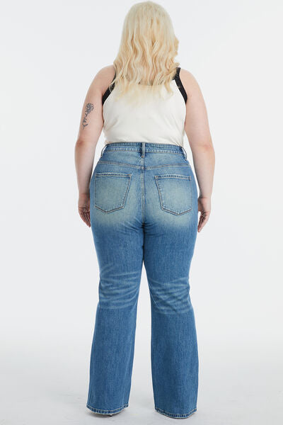 Plus Size Ultra High-Waist Gradient Bootcut Jeans-Retro | Nowena