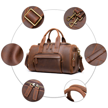 New Leather Handmade Retro Leather Men's Hand Luggage Bag Large Capacity