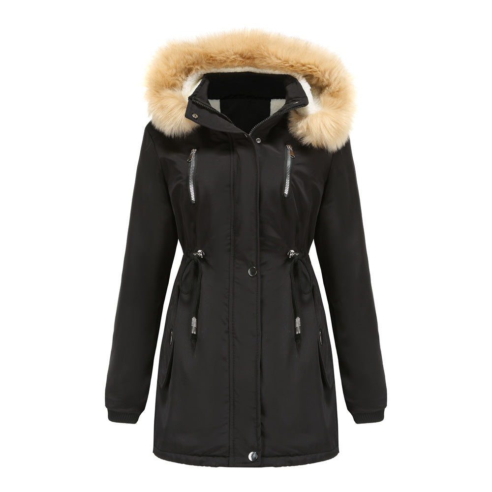 Ladies Thick Lamb Velvet Loose With Detachable Hood Winter Coat | Nowena