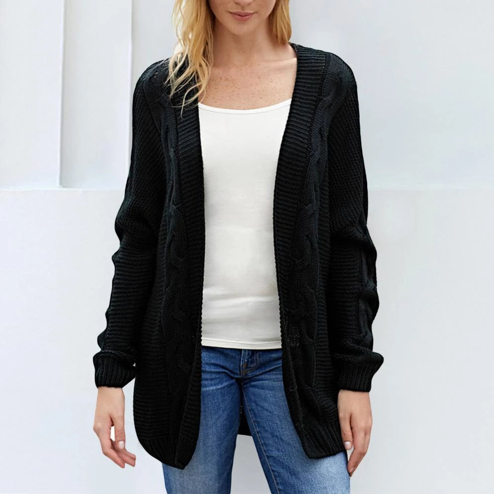 Women’s Long-sleeved Knitted Solid Color Twist Sweater Autumn Jacket - Nowena Store