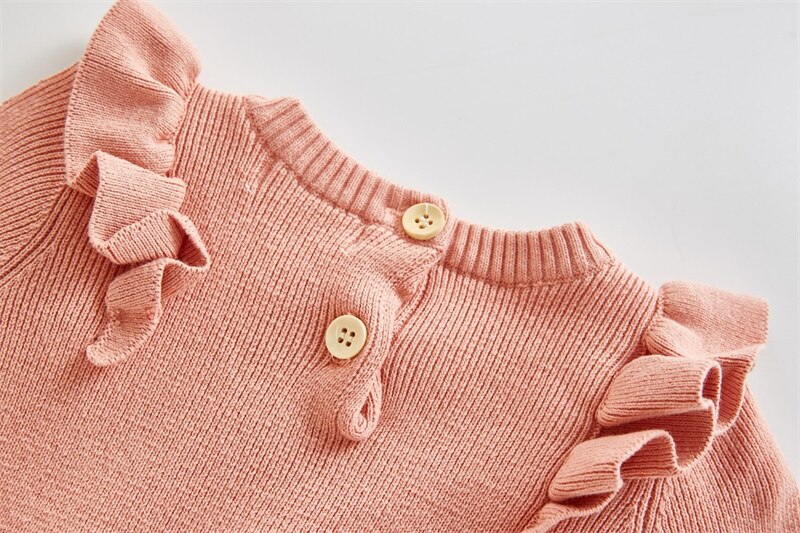 Baby girl romper knitted long sleeve ruffled baby girl romper dress - Nowena