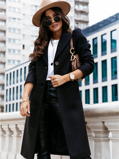 Women’s Casual Long-sleeved Suit Collar Woolen Autumn Coat Jacket - Nowena Store