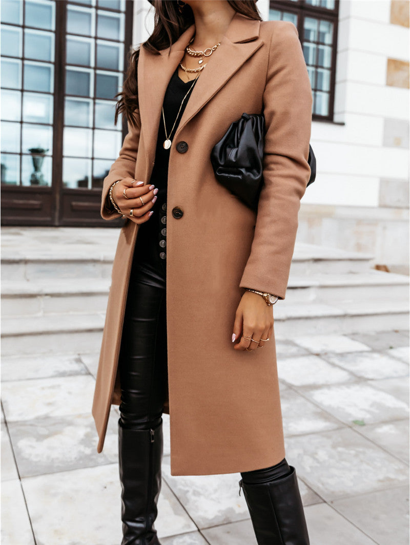 Women’s Casual Long-sleeved Suit Collar Woolen Autumn Coat Jacket - Nowena Store
