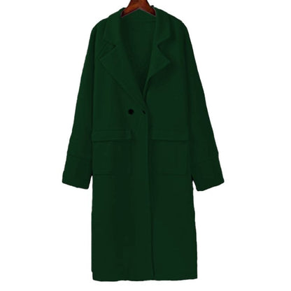 Long trench coat women solid color wool trench coat | Nowena